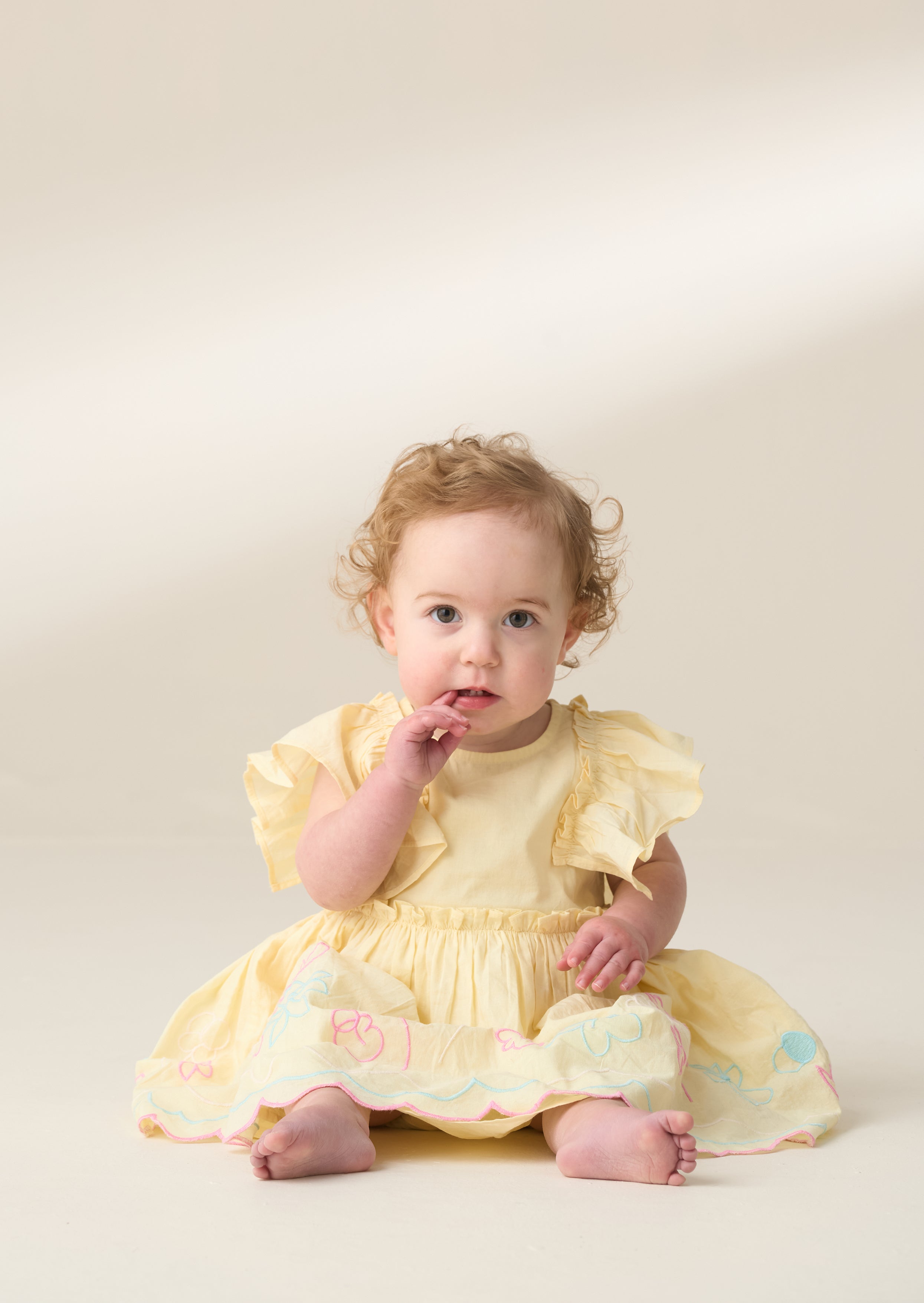 Lina Yellow Frill Sleeve Dress With Bloomer