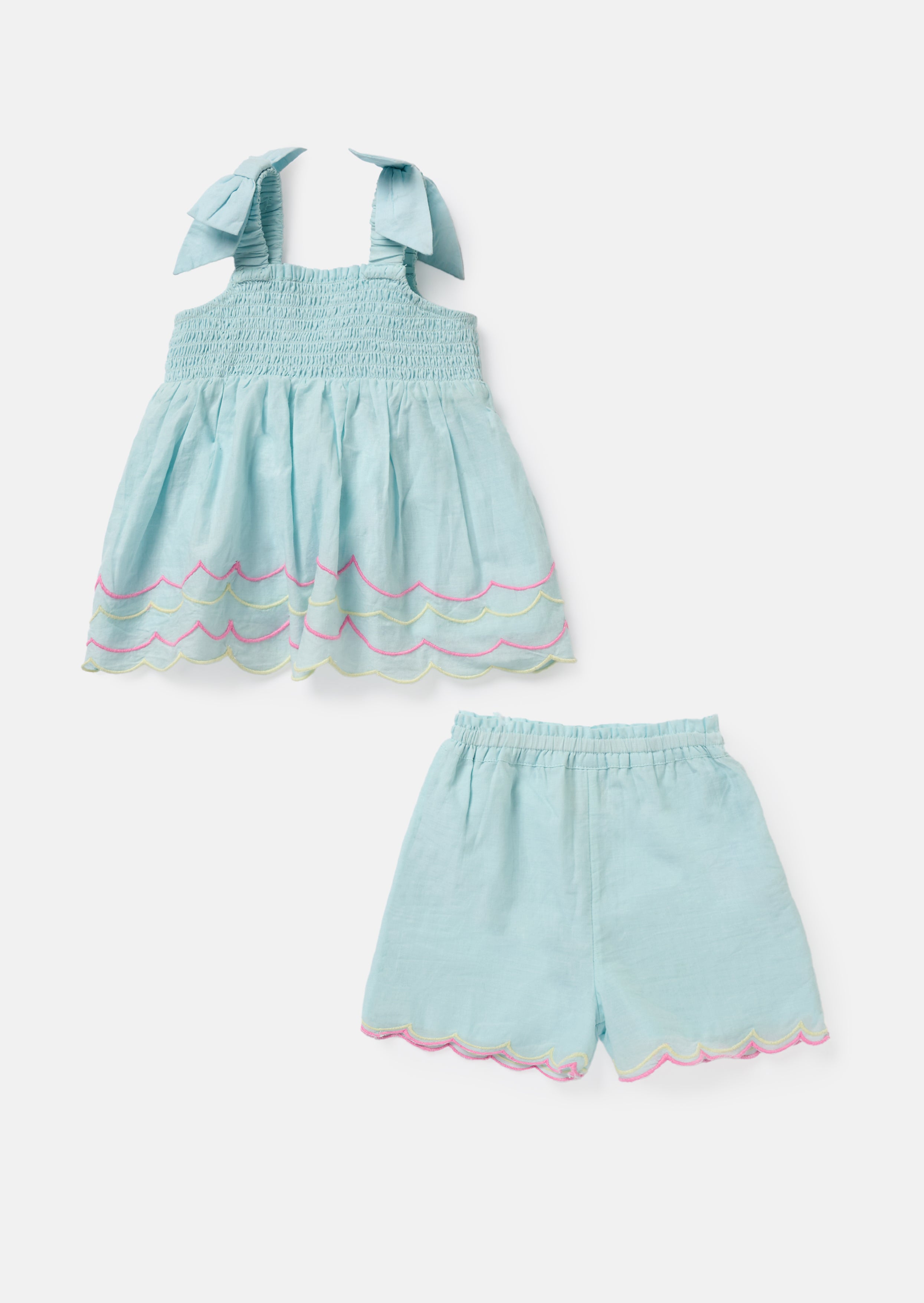 Lina Blue embroidered Top and Short Set