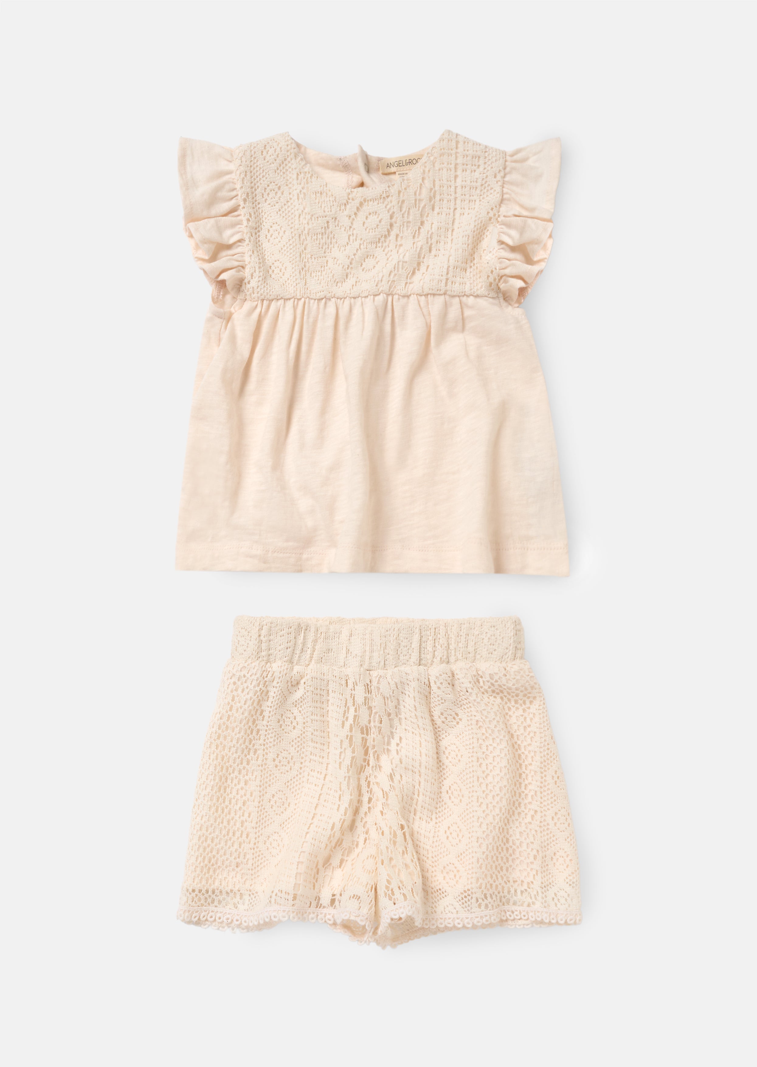 Kinsley Cream Crochet Top And Short Set