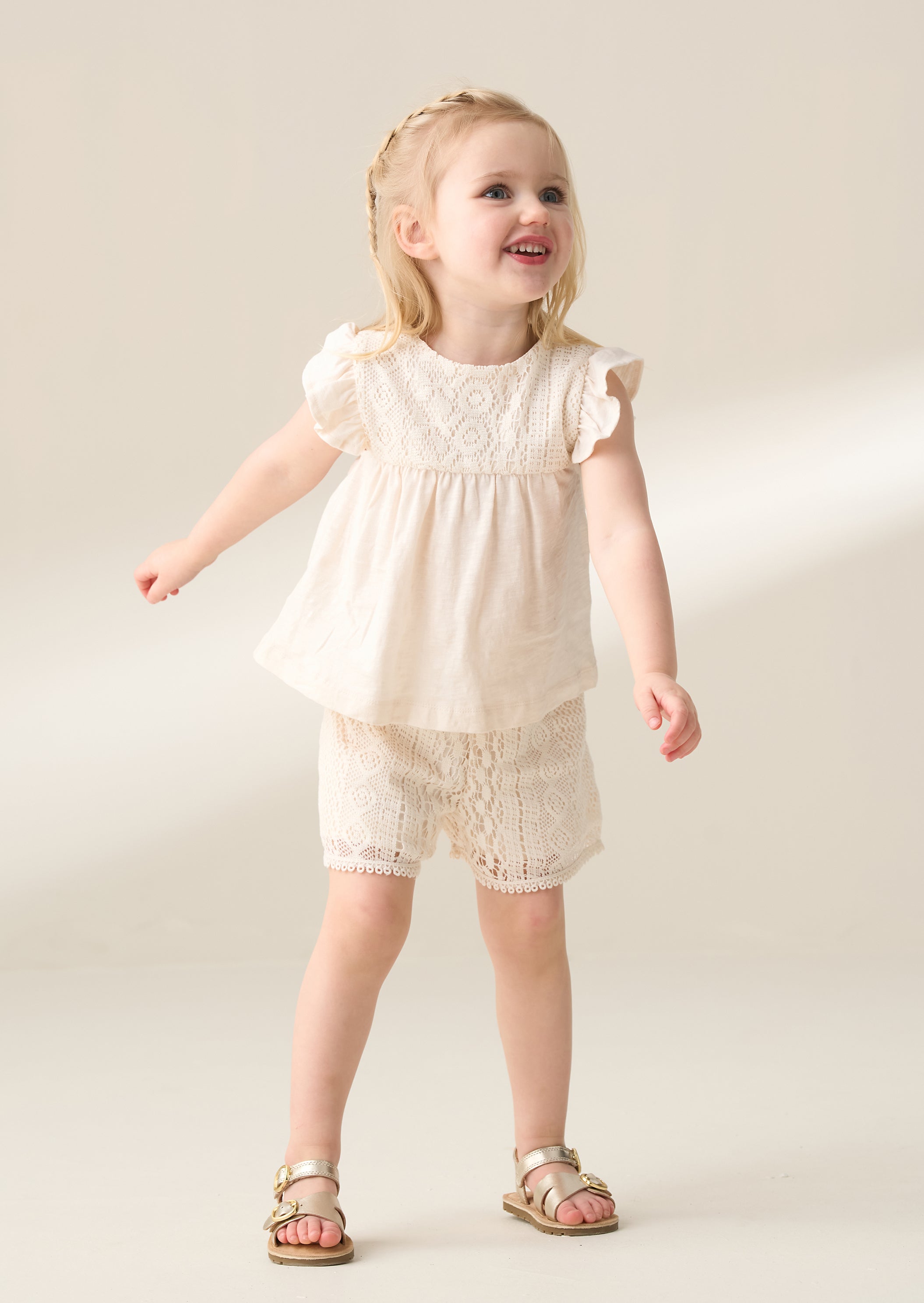 Kinsley Cream Crochet Top And Short Set