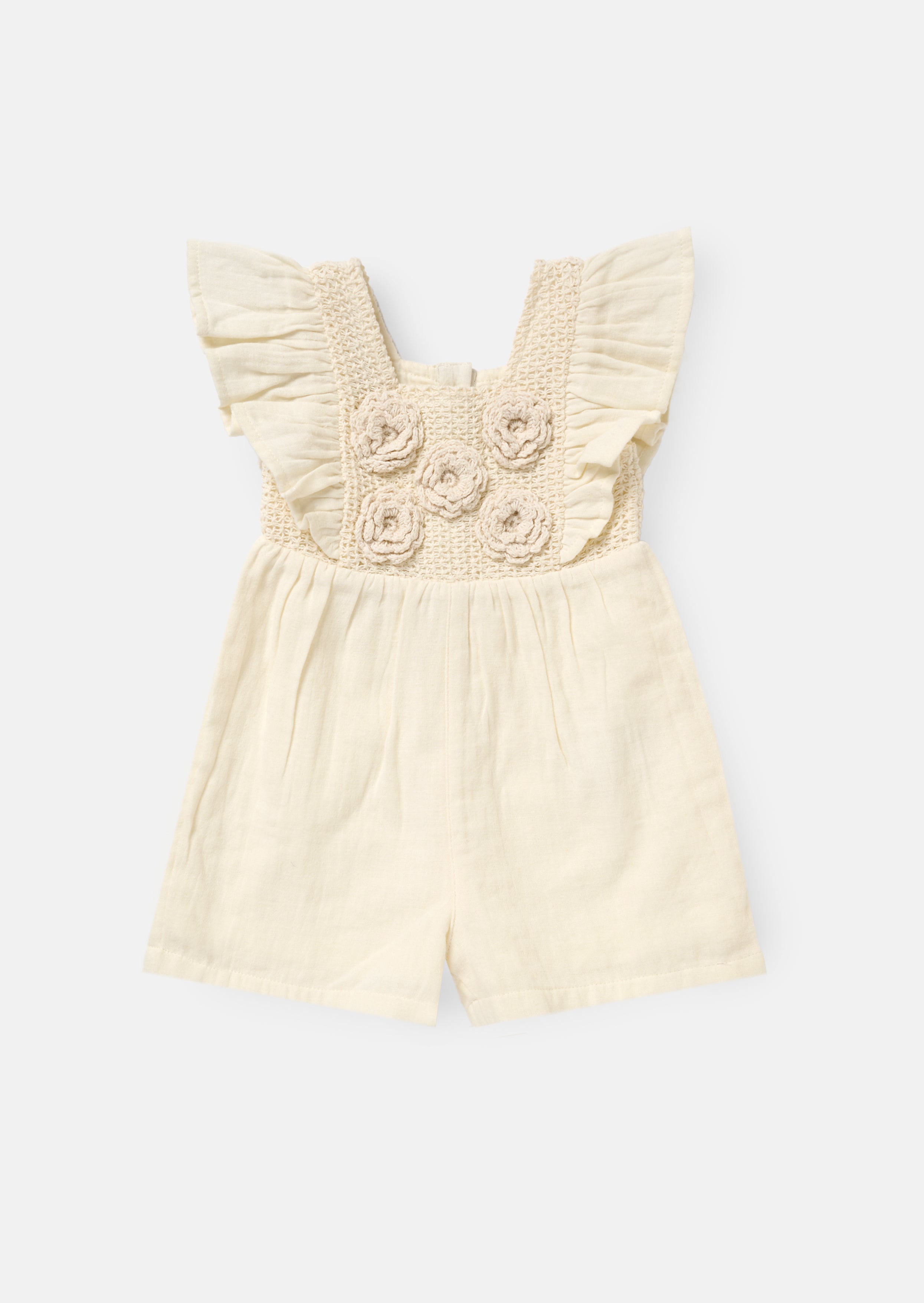 Maci Cream Crochet Playsuit