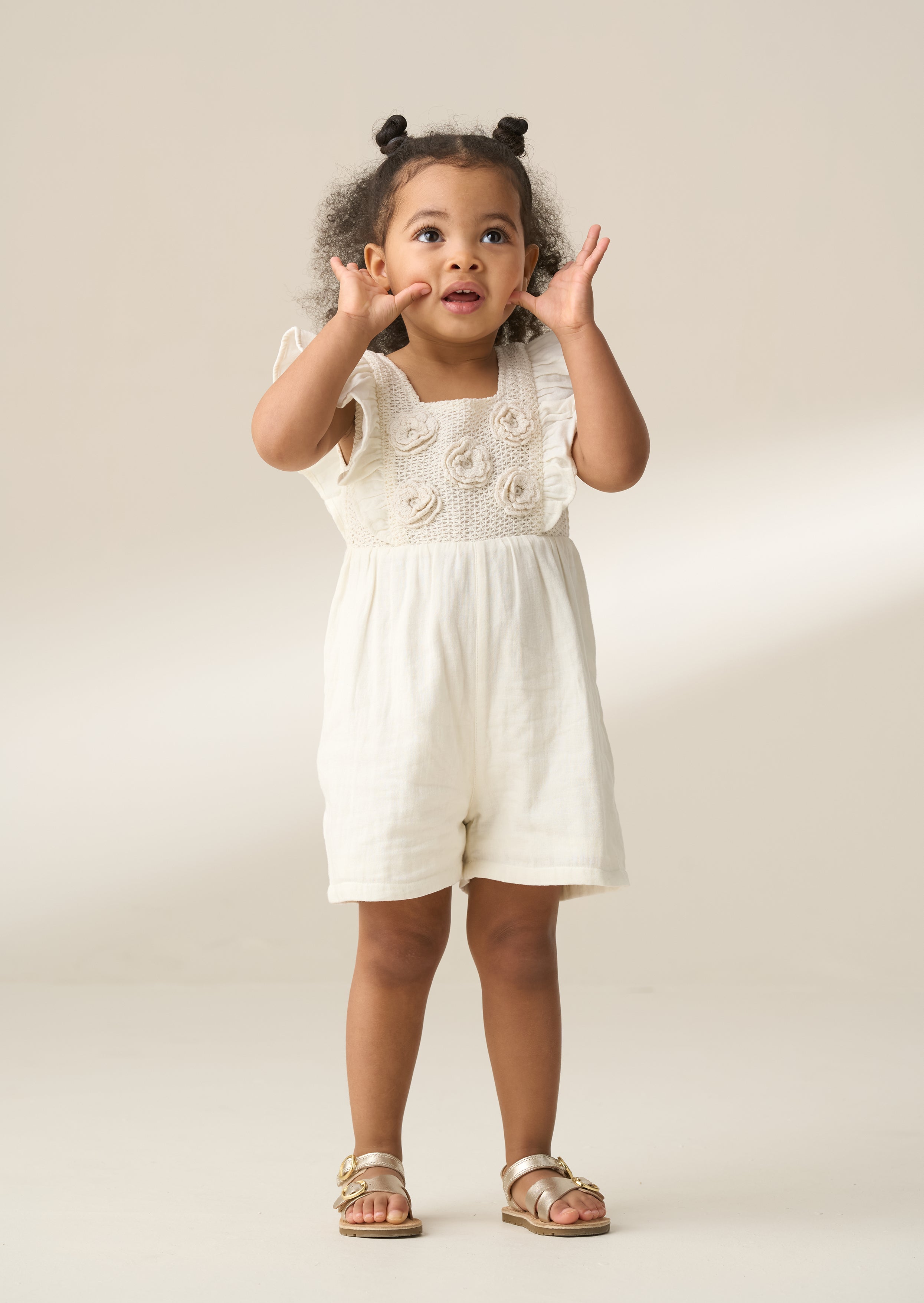 Maci Cream Crochet Playsuit