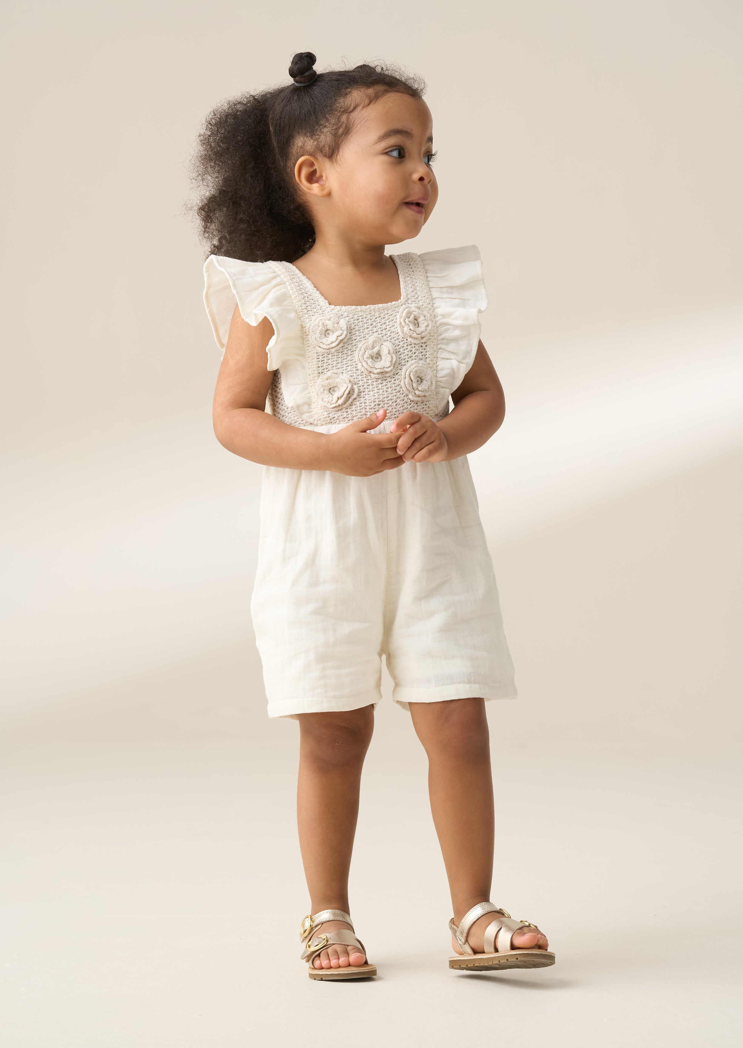 Maci Cream Crochet Playsuit