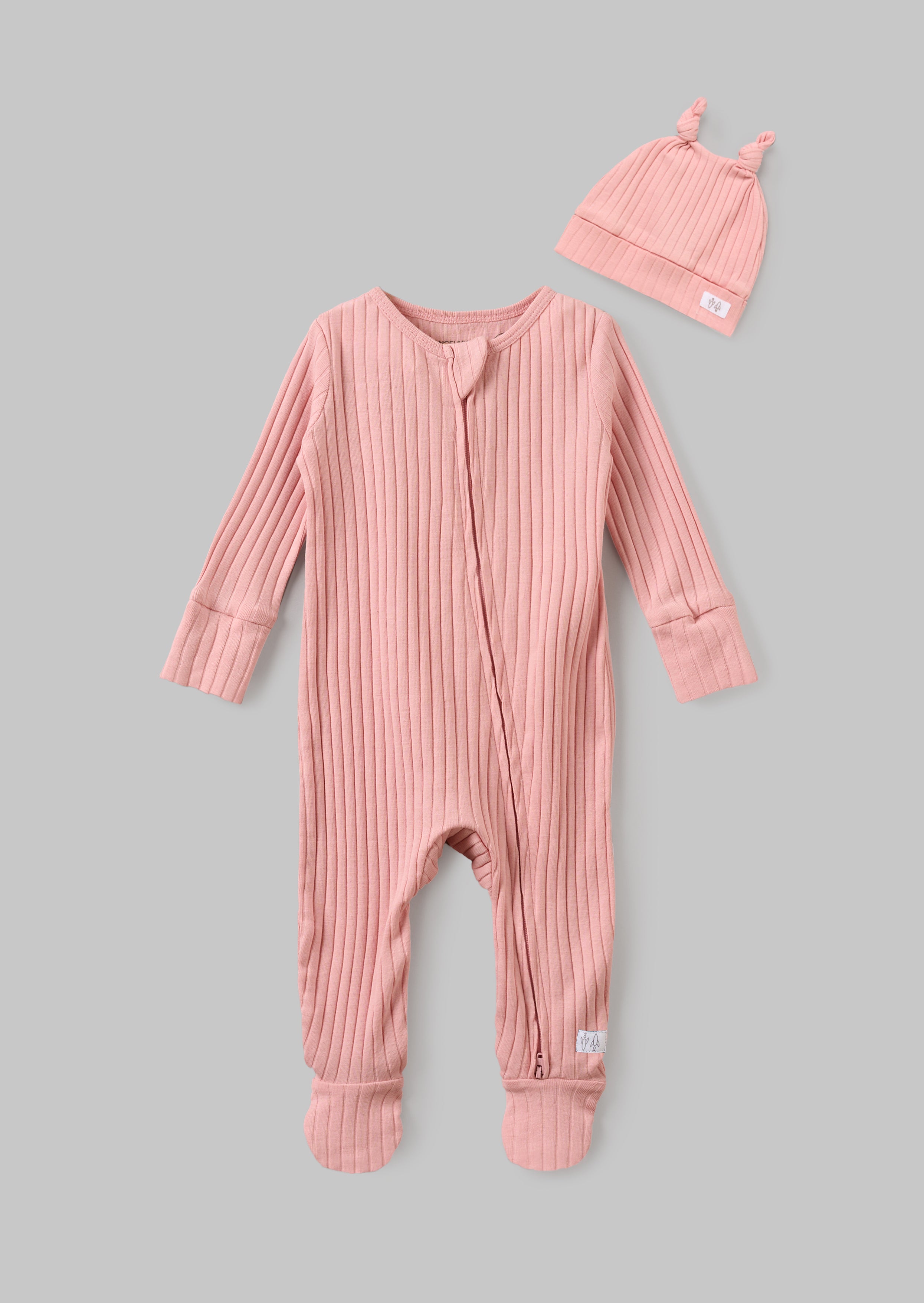 Remy Pink Organic Cotton Babygrow with Hat