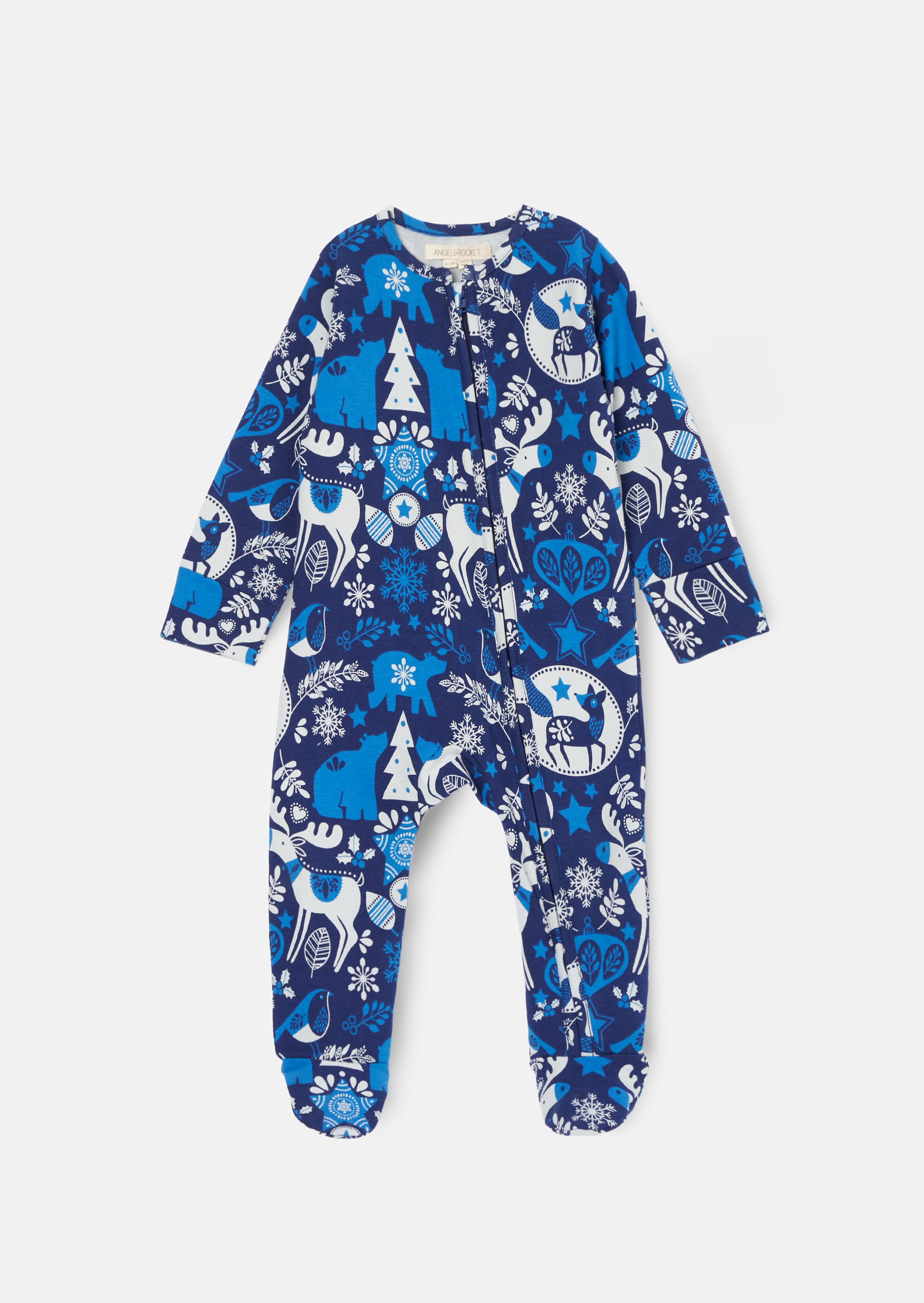 Andreas Navy Scandi Print Onsie and Hat