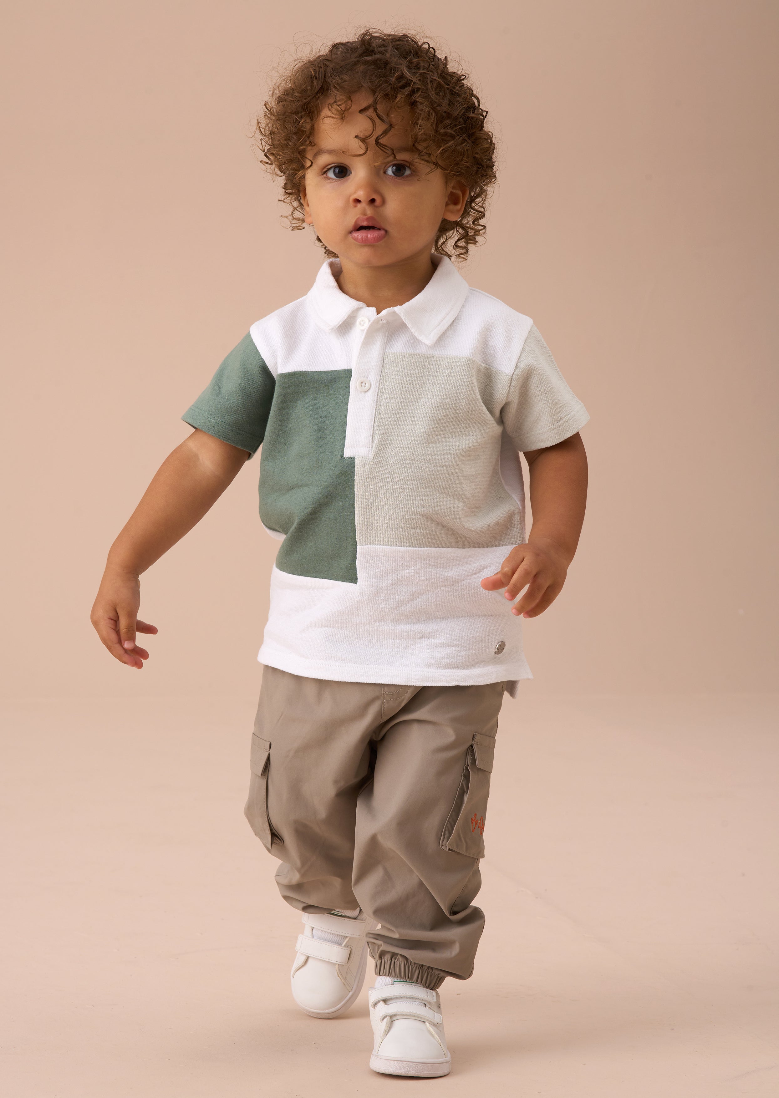 Kane White Textured Colour Block Polo