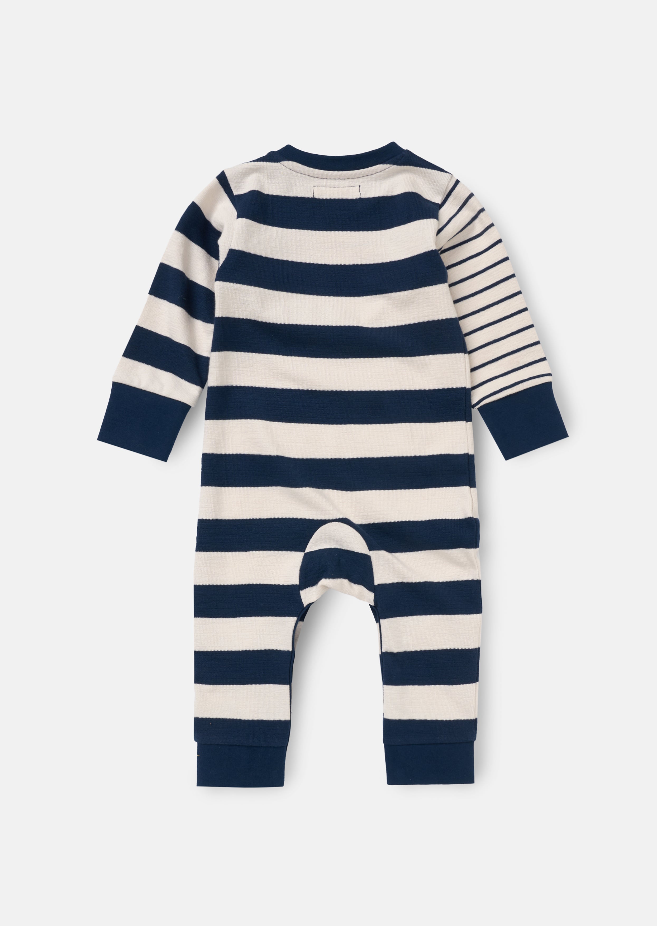 Lewis Blue Textured Stripe Block Babygrow