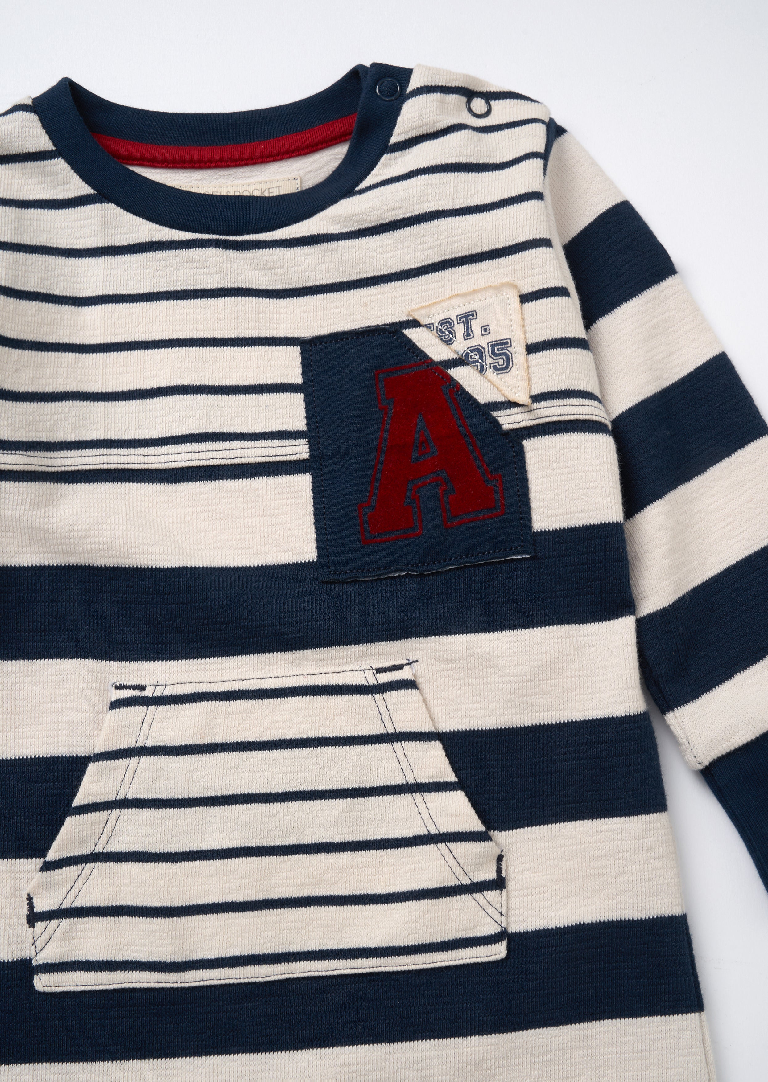 Lewis Blue Textured Stripe Block Babygrow