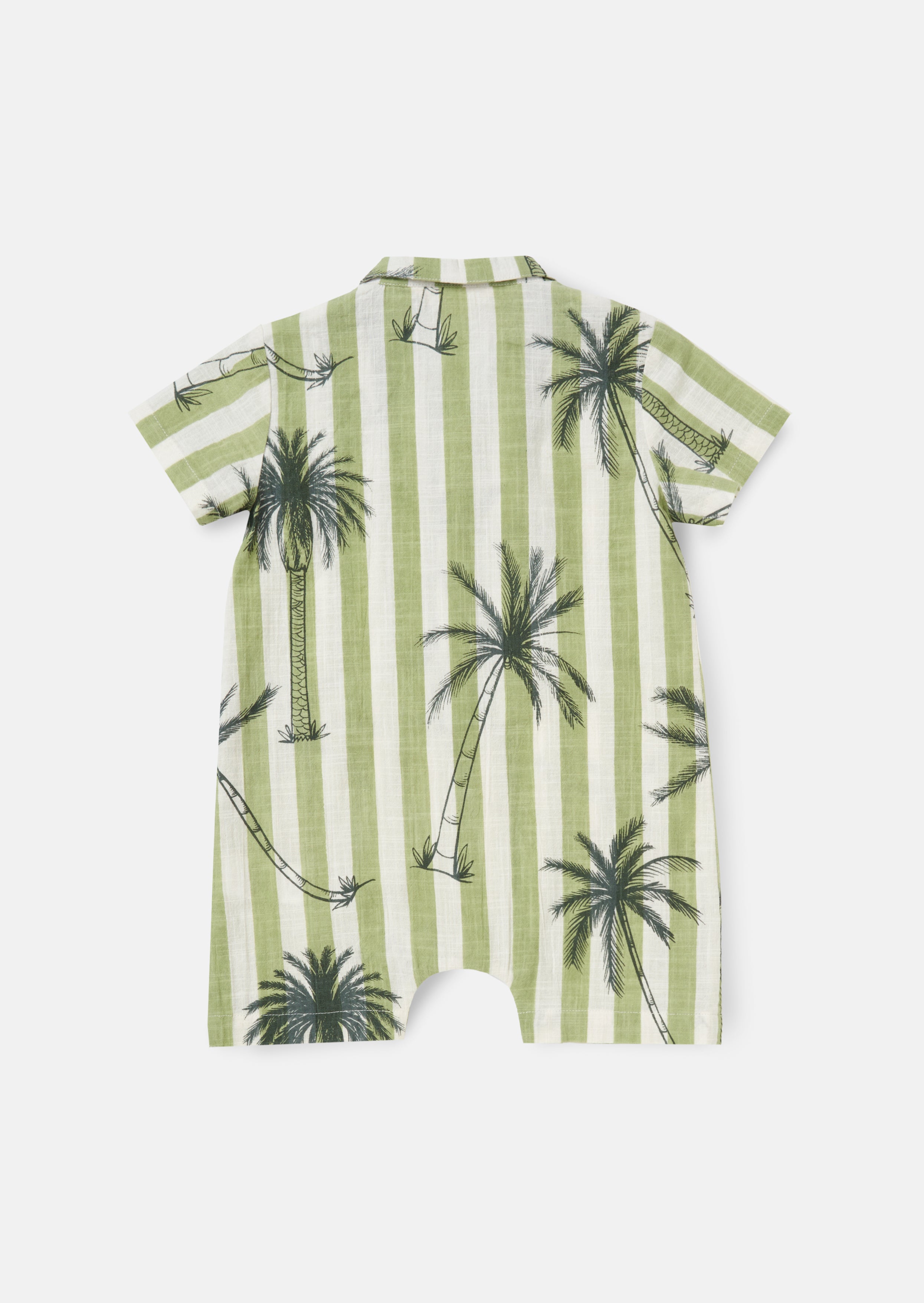 Jamie Green Palm Printed Collar Romper