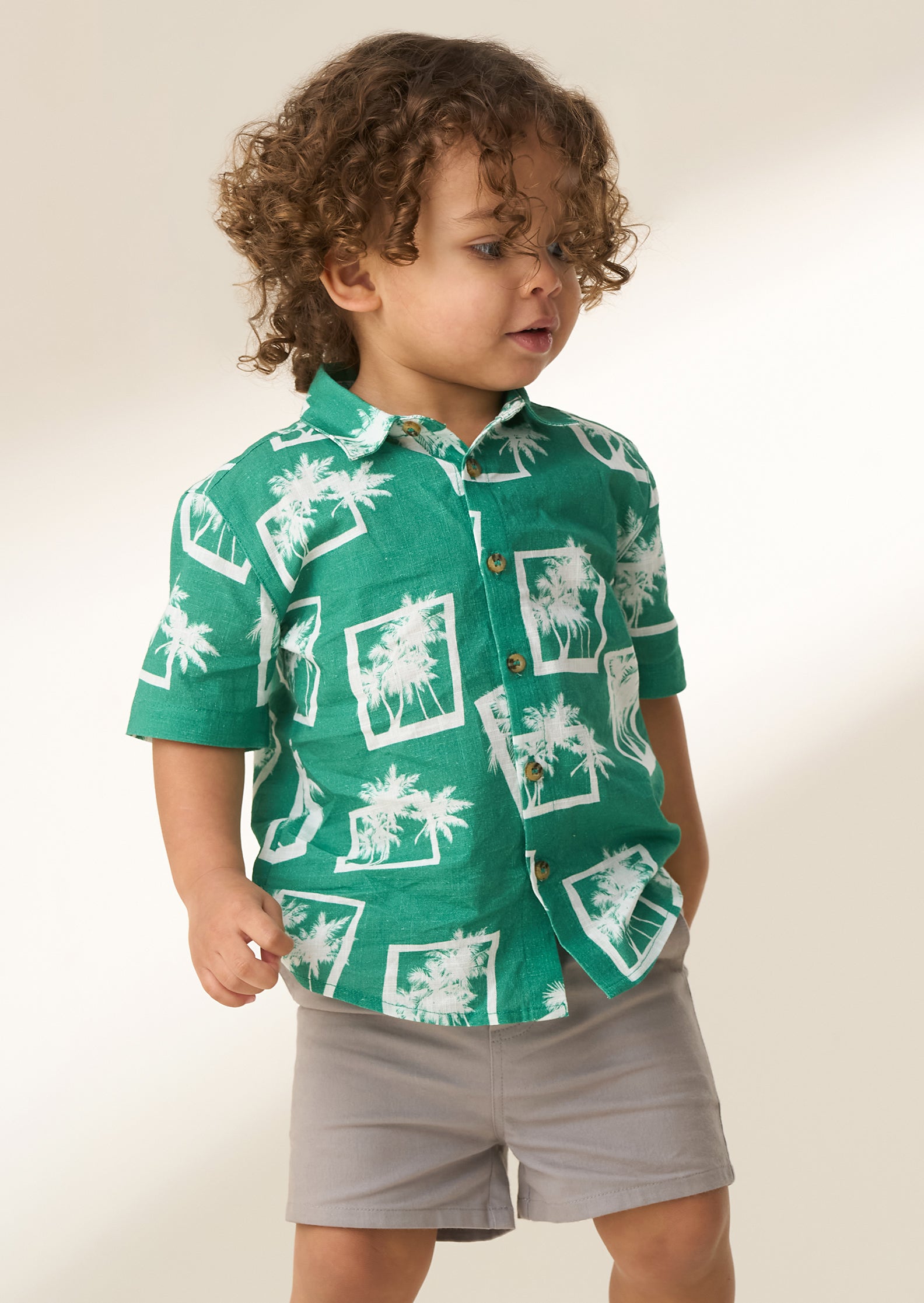 Jamie Green Mini Palm Print Resort Shirt