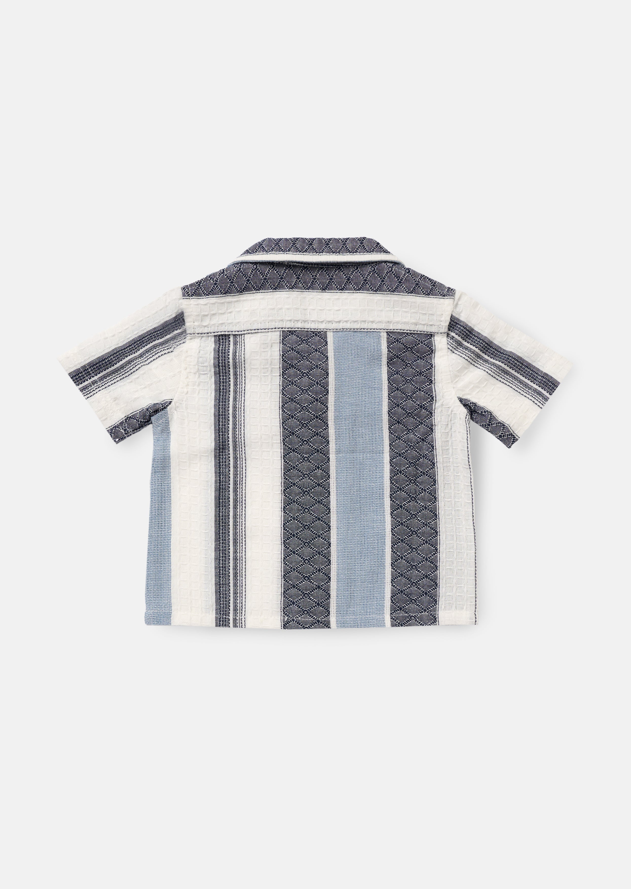 Enzo Mini Blue and White Jacquard Stripe Shirt