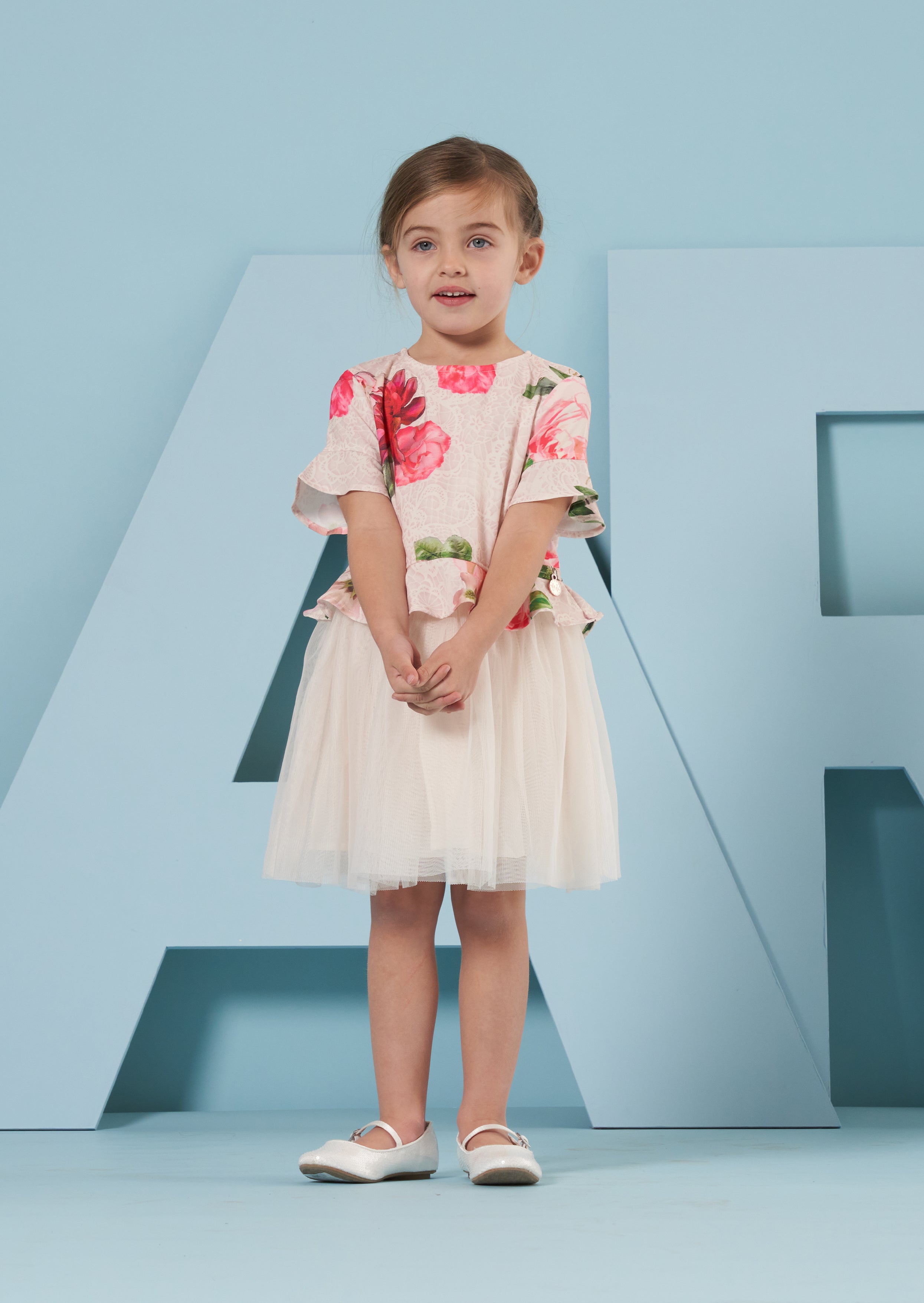 Azalea Print Bubble Crepe Tutu Dress