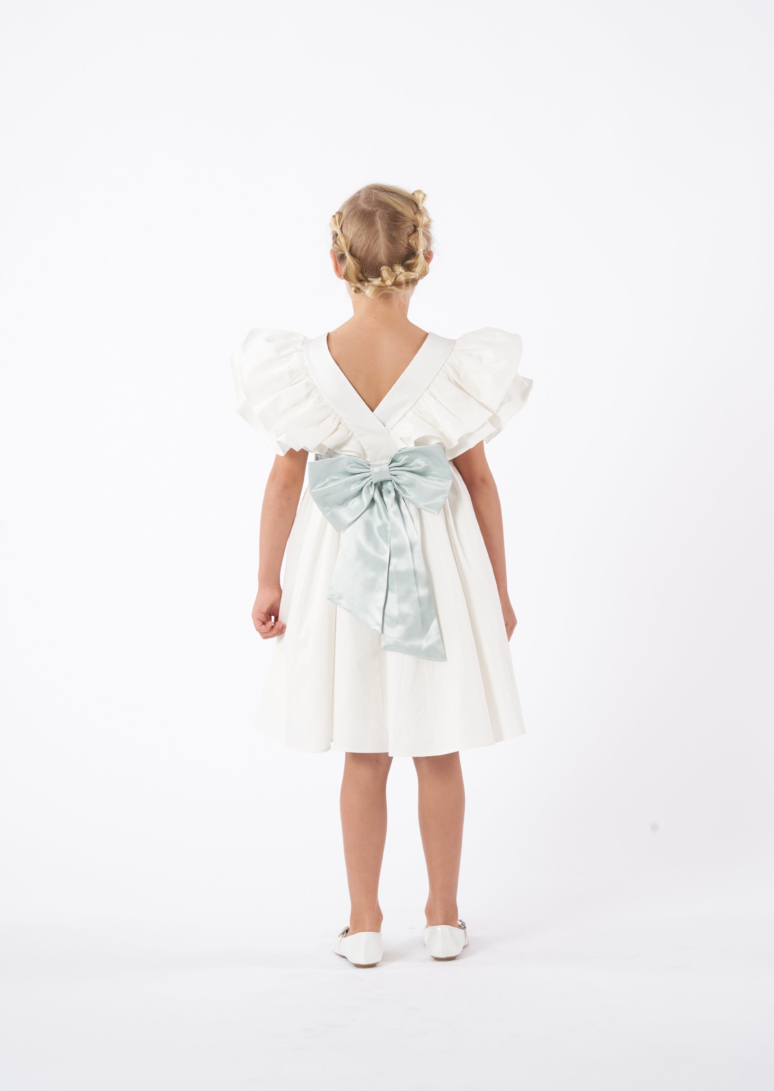 Sylvie Ruffle Dress with Sage Green Sash