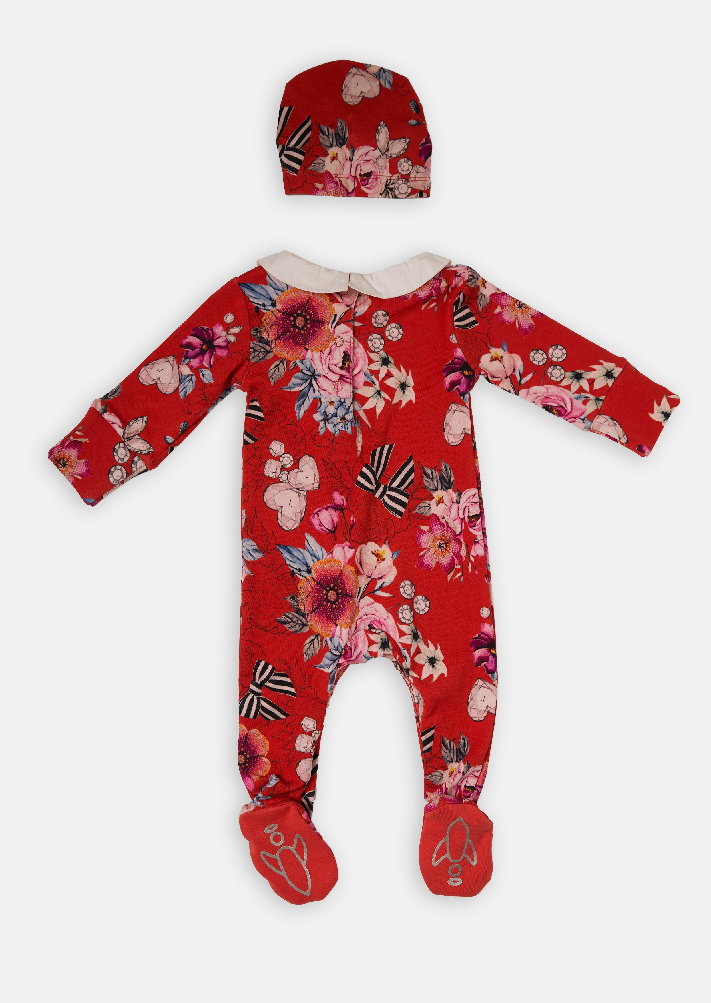 Effie Bow Print Peter Pan Collar Onsie and Headband